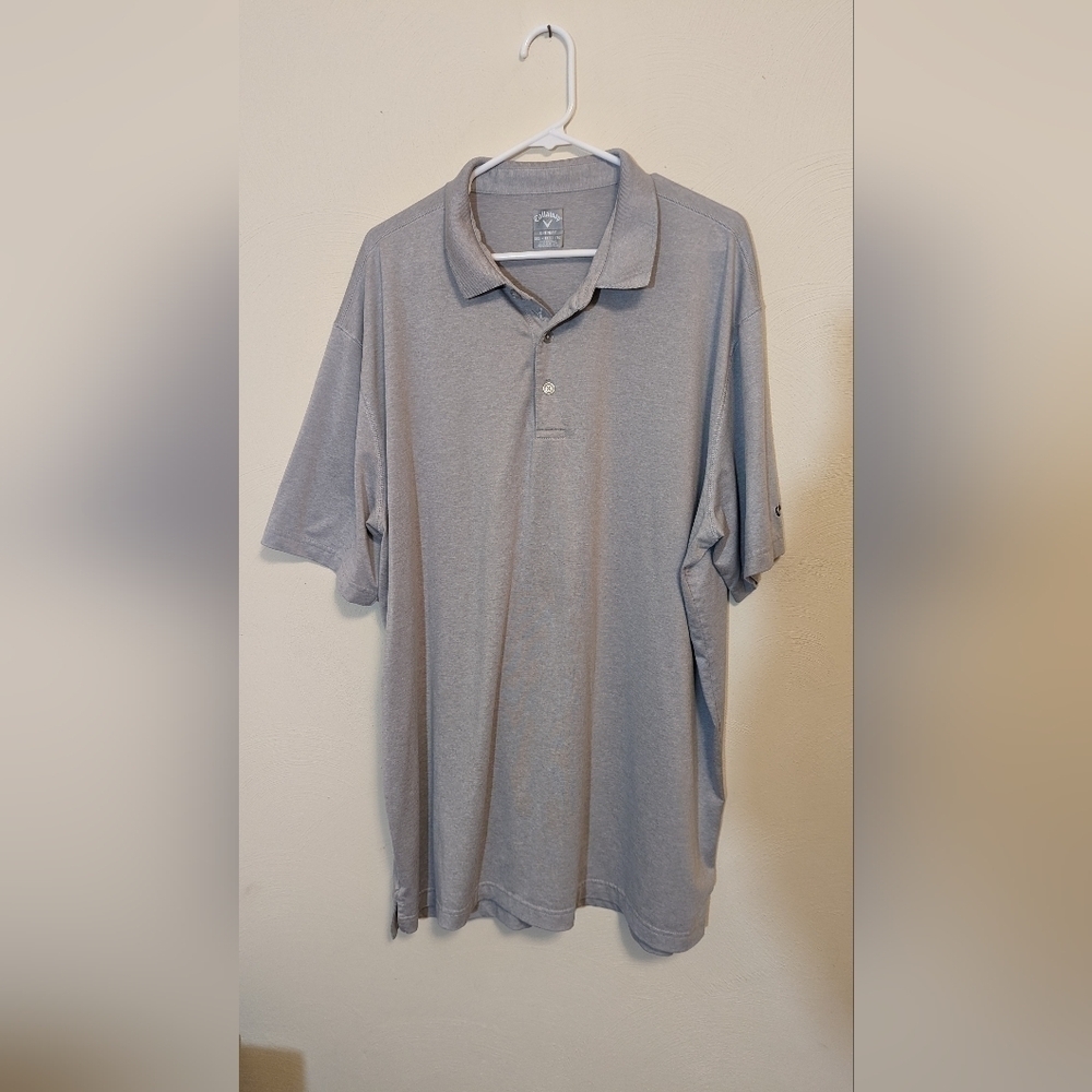 Callaway Opti Dry Gray/Silver Short Sleeve Men's Golf Polo Shirt, Size XXL